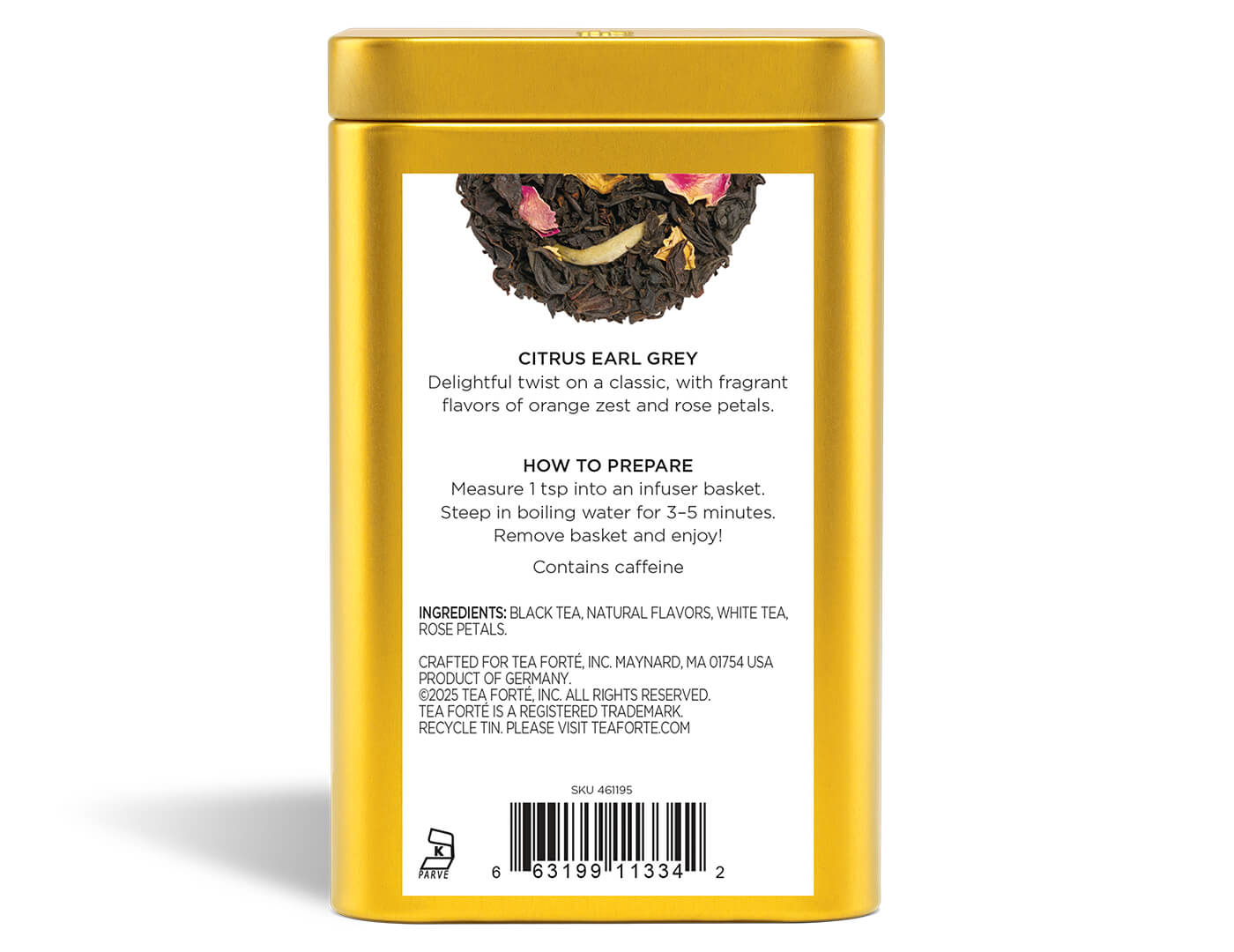 Citrus Earl Grey Loose Leaf Tea Canister - back view