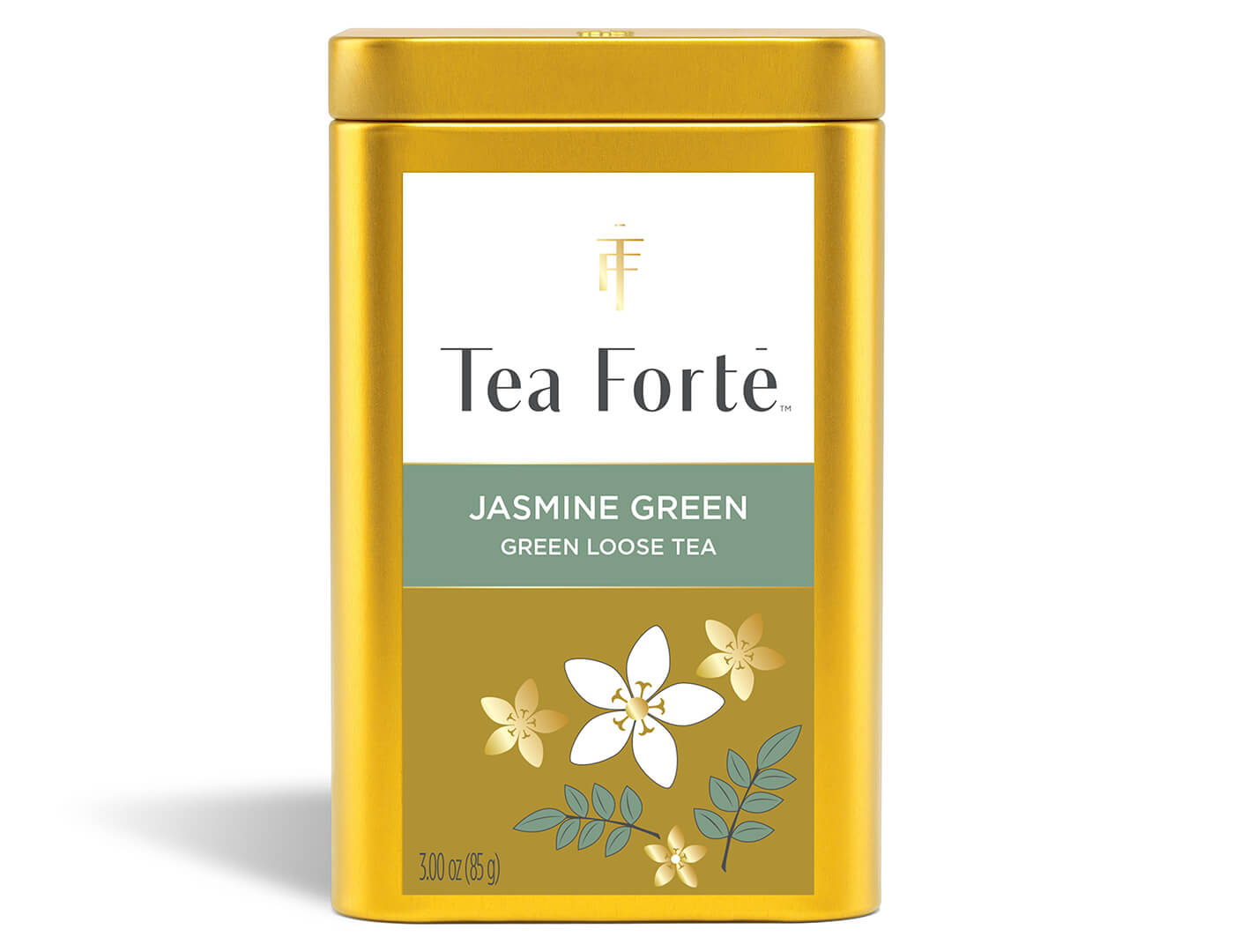 Jasmine Green tea in a canister of loose tea - Front view