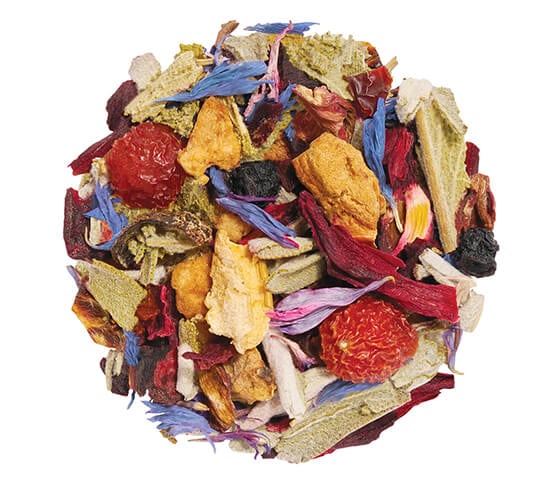 Blueberry Merlot tea pile
